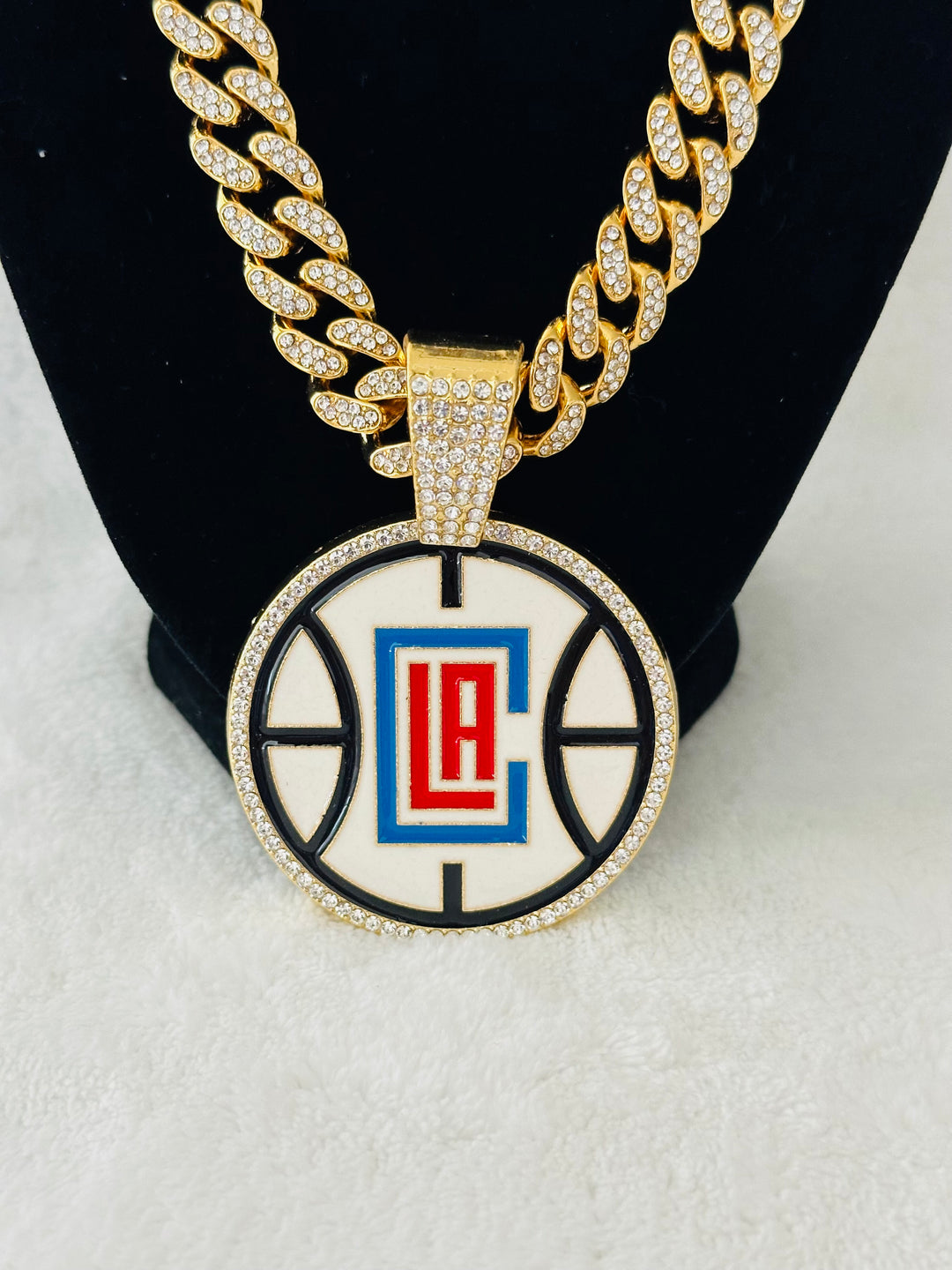 LA Clippers Gold Iced Cuban Chain 24”, US SHIP - EB Sports Championship Rings