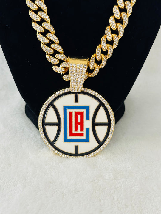 LA Clippers Gold Iced Cuban Chain 24”, US SHIP - EB Sports Championship Rings
