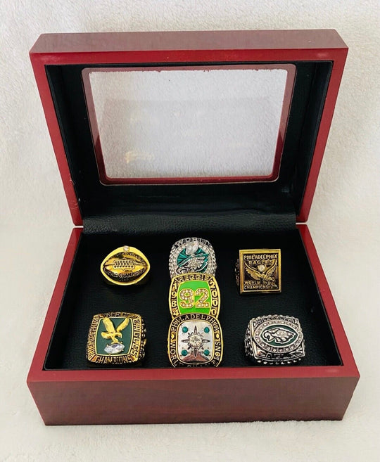 7 PCS Philadelphia Eagles Super Bowl Ring Set with box