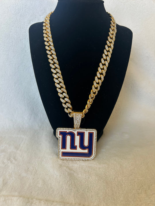 New York Giants Men’s Large Gold Iced Cuban Chain 24”, US SHIP - EB Sports Championship Rings