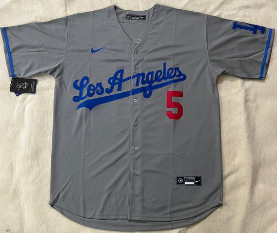 Freddie Feeman #5 LA Dodgers Stitched Grey Jersey, Carry L and XL Faithful