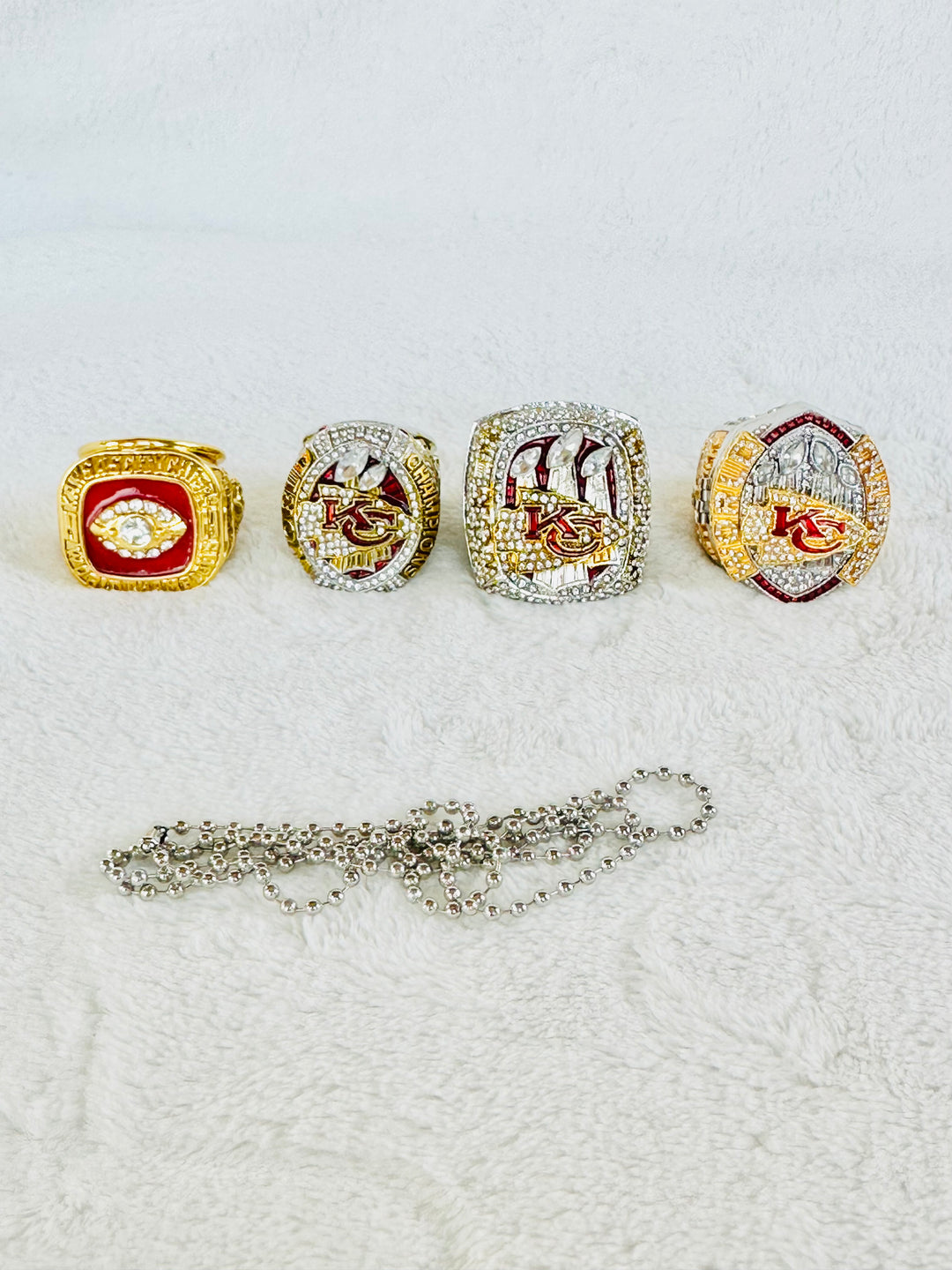 4 PCS Kansas City Chiefs Super Bowl Ring Set, Mahomes, US SHIP 1969, 2019, 2023, 2024 New - EB Sports Championship Rings