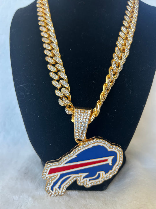Buffalo Bills Men’s Large Gold Iced Cuban Chain 24”, US SHIP - EB Sports Championship Rings