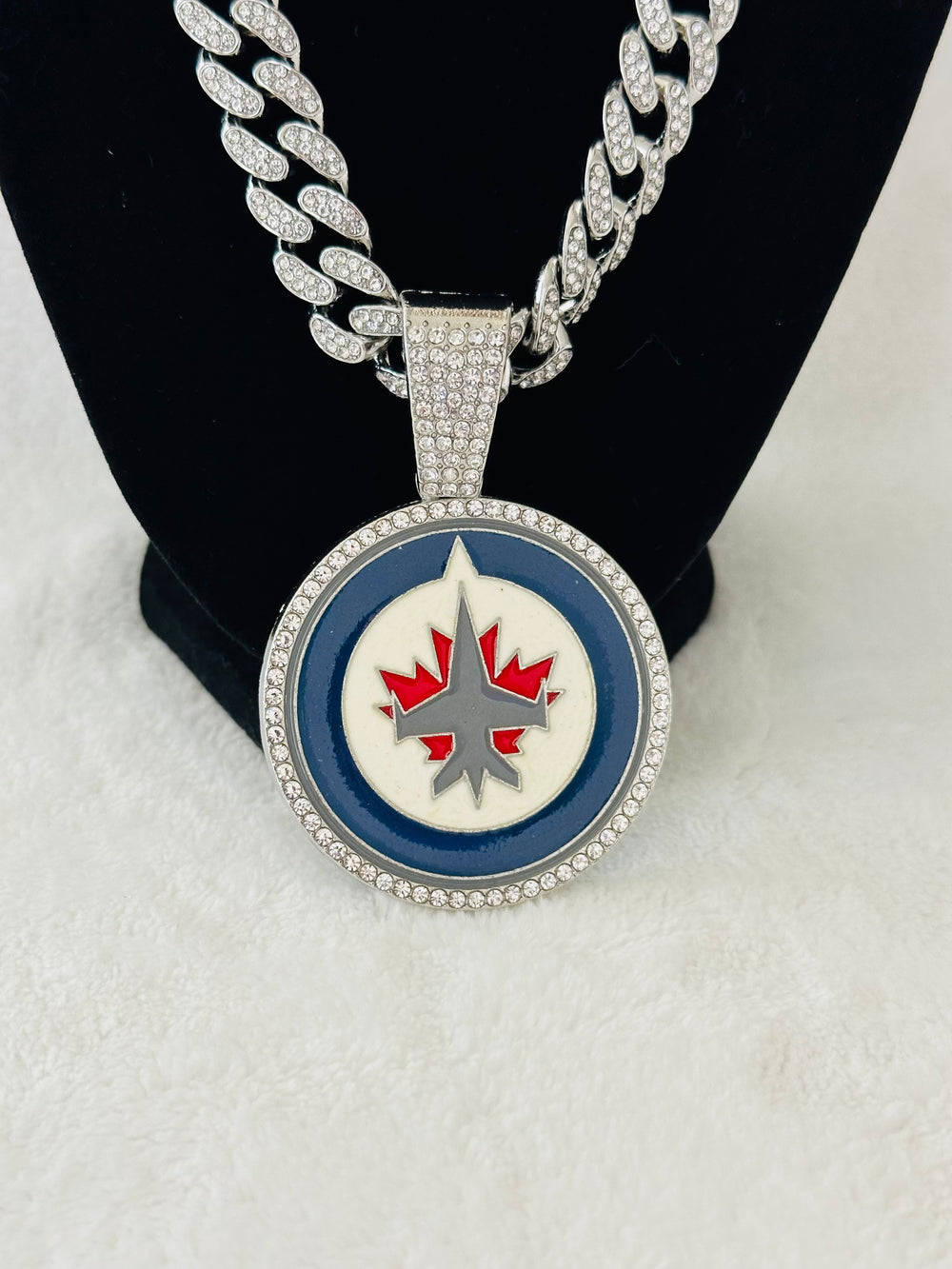 Winnipeg Jets Silver Iced Cuban Chain 24”, US SHIP - EB Sports Championship Rings