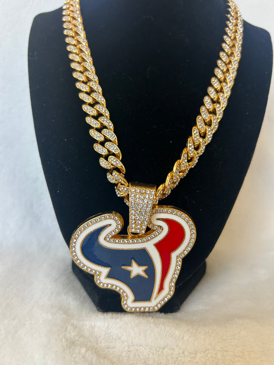 Houston Texans Men’s Large Gold Iced Cuban Chain 24” - EB Sports Championship Rings