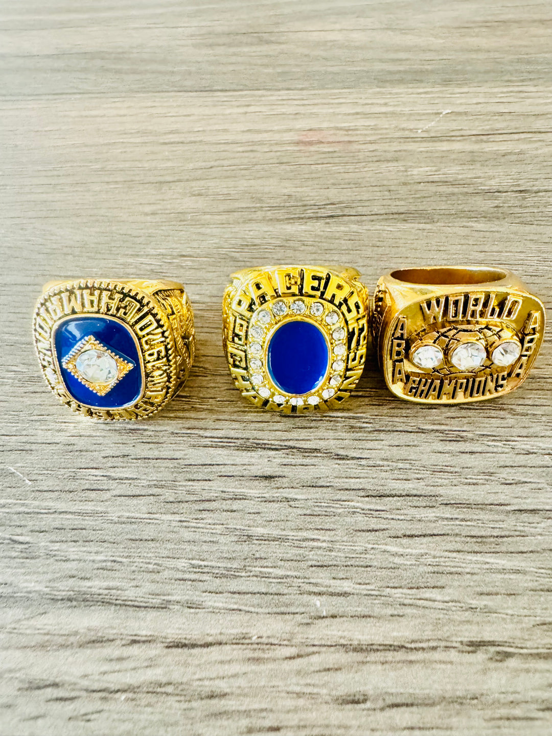 1970 & 1972 & 1973 Indiana Pacers ABA World Championship Replica Ring Set, US SHIP - EB Sports Championship Rings