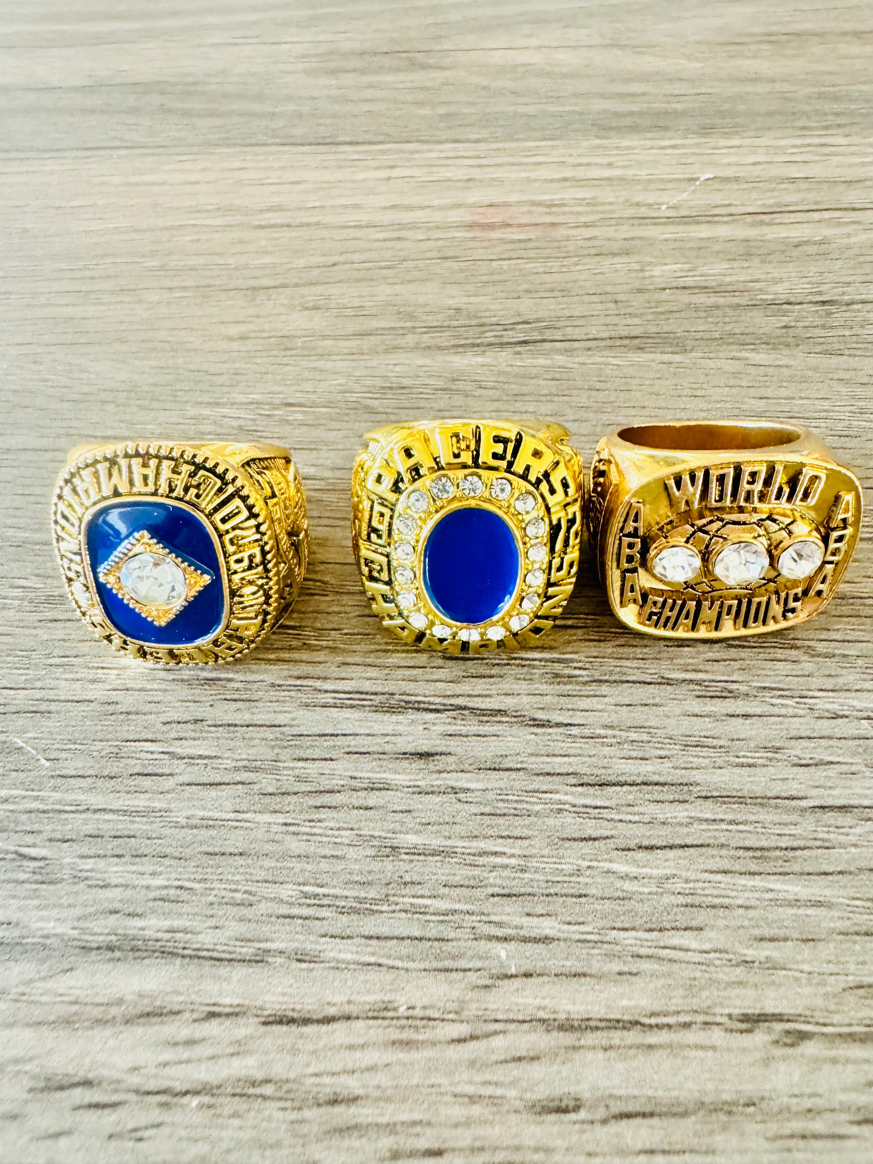 1970 & 1972 & 1973 Indiana Pacers ABA World Championship Replica Ring Set, US SHIP - EB Sports Championship Rings