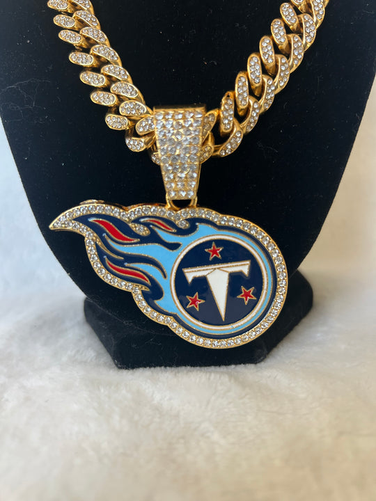 Tennessee Titans Men’s Large Gold Iced Cuban Chain 24” - EB Sports Championship Rings