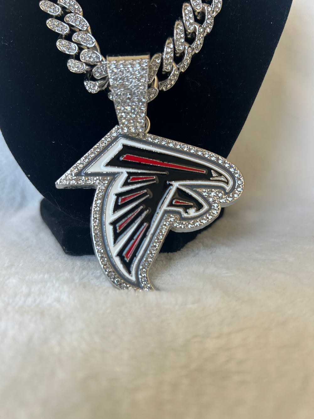 Atlanta Falcons men’s Large Silver Iced Cuban Chain 24”, US SHIP