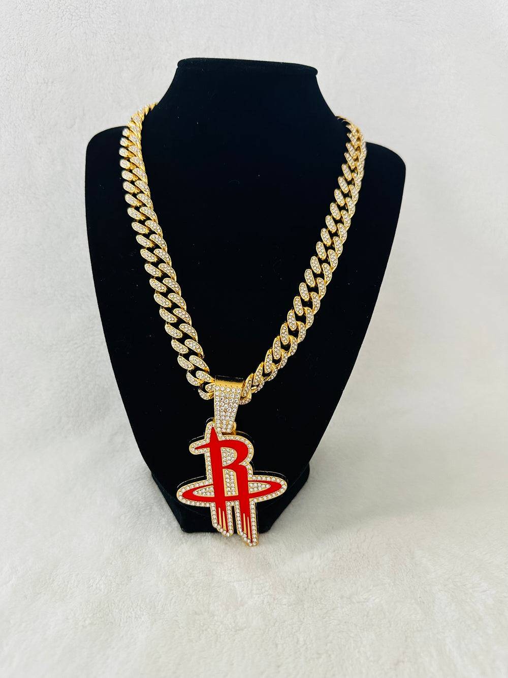 Houston Rockets Gold Iced Cuban Chain 24”, US SHIP