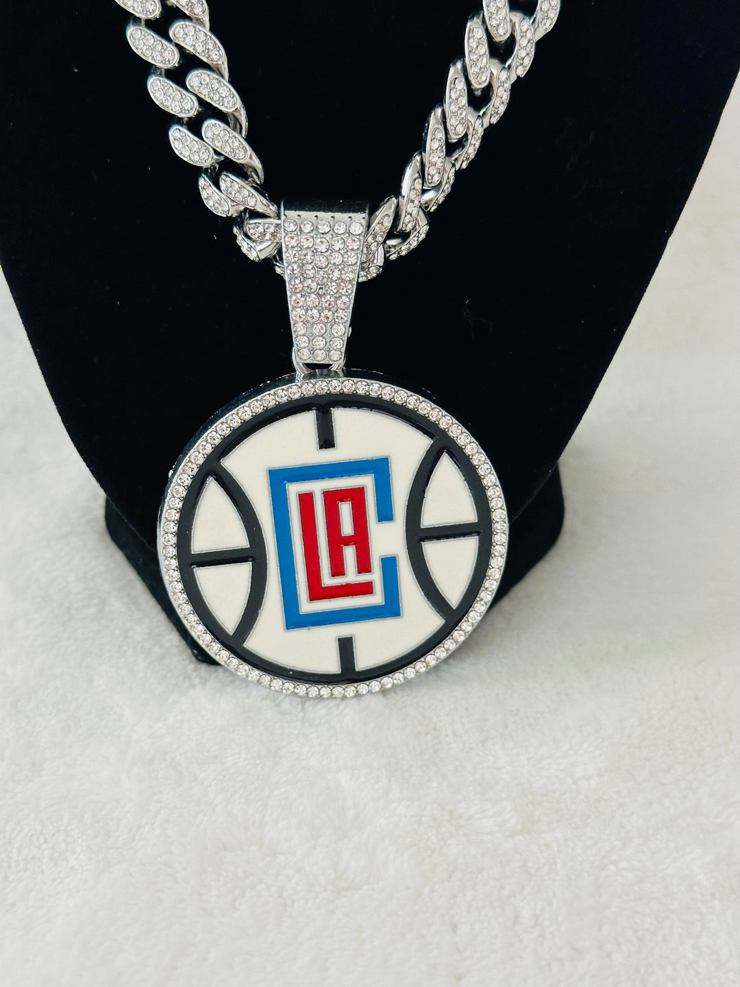 LA Clippers Silver Iced Cuban Chain 24”, US SHIP - EB Sports Championship Rings