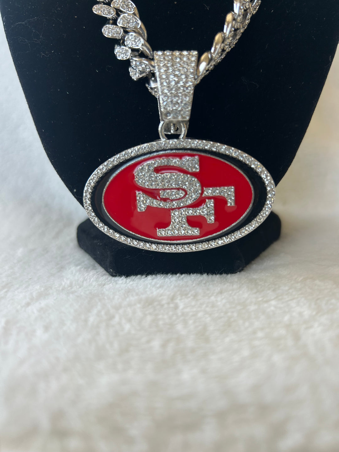 San Francisco 49ers Men’s Large Silver Iced Cuban Chain 24”, US SHIP - EB Sports Championship Rings