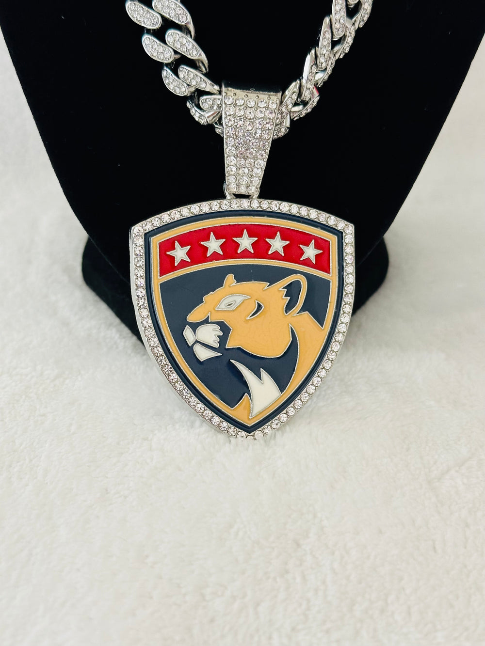 Florida Panthers Large Silver Iced Cuban Chain 20” - EB Sports Championship Rings