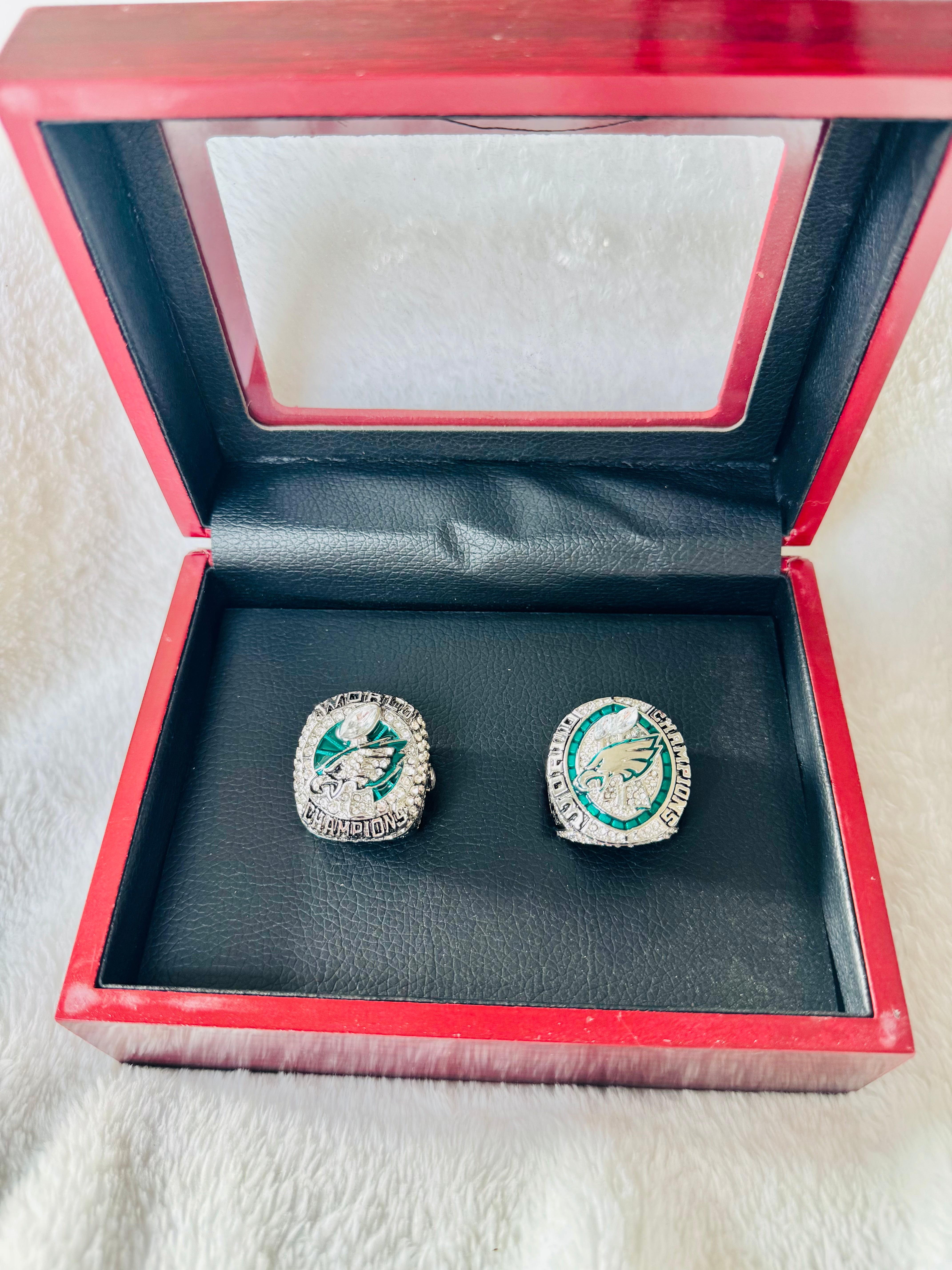 Limited Edition Philadelphia Eagles Super Bowl 2017/2024 Replica Ring Set with box - EB Sports Championship Rings