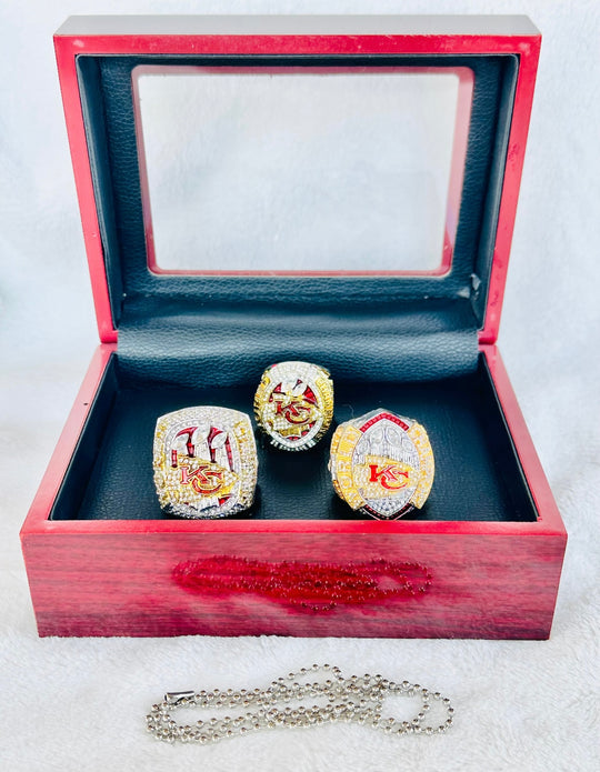 3 PCS Kansas City Chiefs Ultimate Collection Championship Ring SET W Box, US SHIP