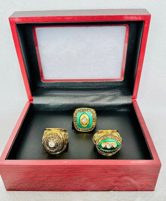 3 Peat Green Bay Packers Championship Ring SET W Box, US SHIP 65/66/67