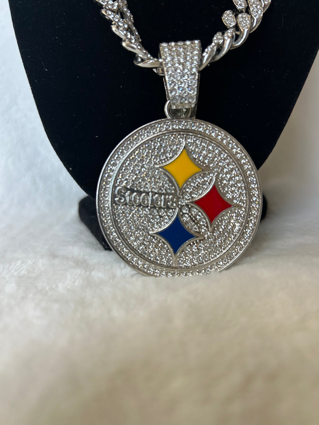 Pittsburgh Steelers Men’s Large Silver Iced Cuban Chain 24” - EB Sports Championship Rings