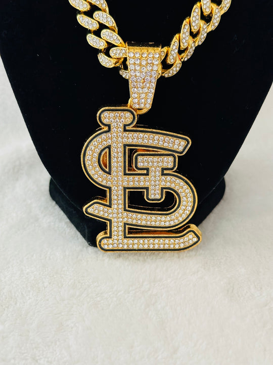 St Louis Cardinals Gold Iced Cuban Chain 24”, US SHIP - EB Sports Championship Rings