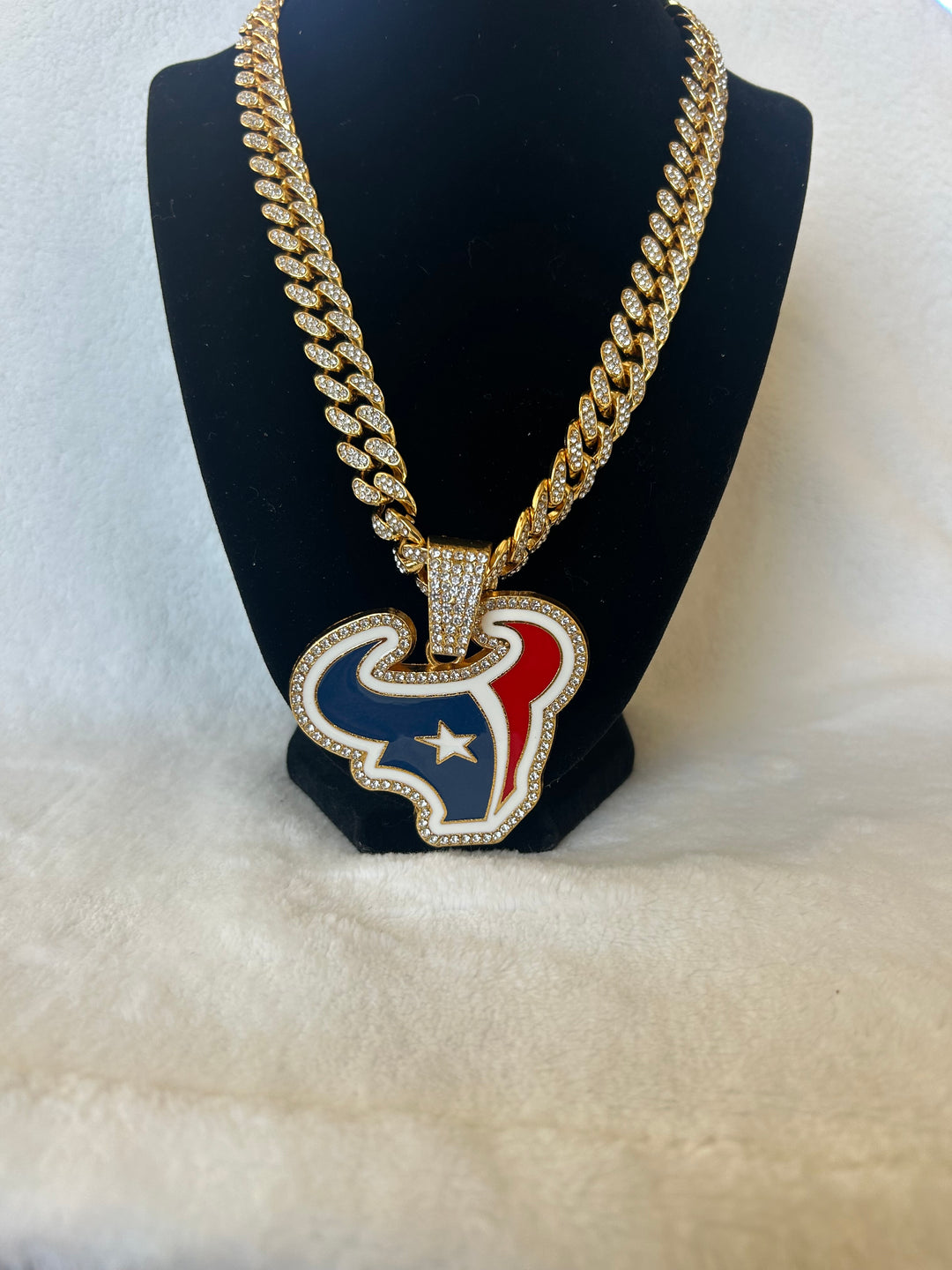 Houston Texans Men’s Large Gold Iced Cuban Chain 24” - EB Sports Championship Rings