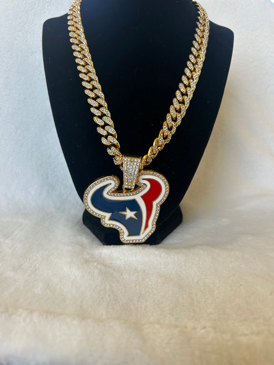Houston Texans Men’s Large Gold Iced Cuban Chain 24” - EB Sports Championship Rings