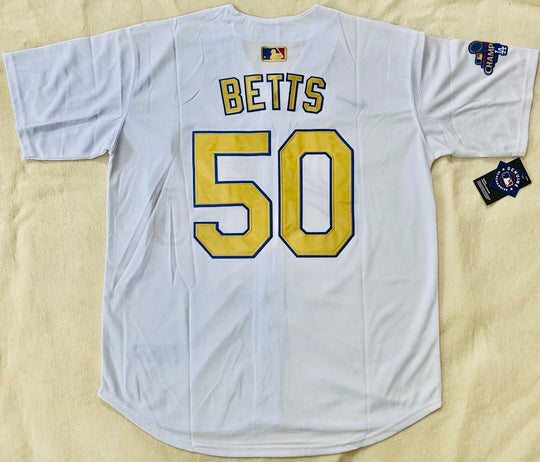 Mookie Betts #50 LA Dodgers Stitched White Jersey, Carry L and XL Faithful