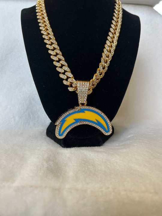 Los Angeles Chargers Men’s Large Gold Iced Cuban Chain 24” - EB Sports Championship Rings
