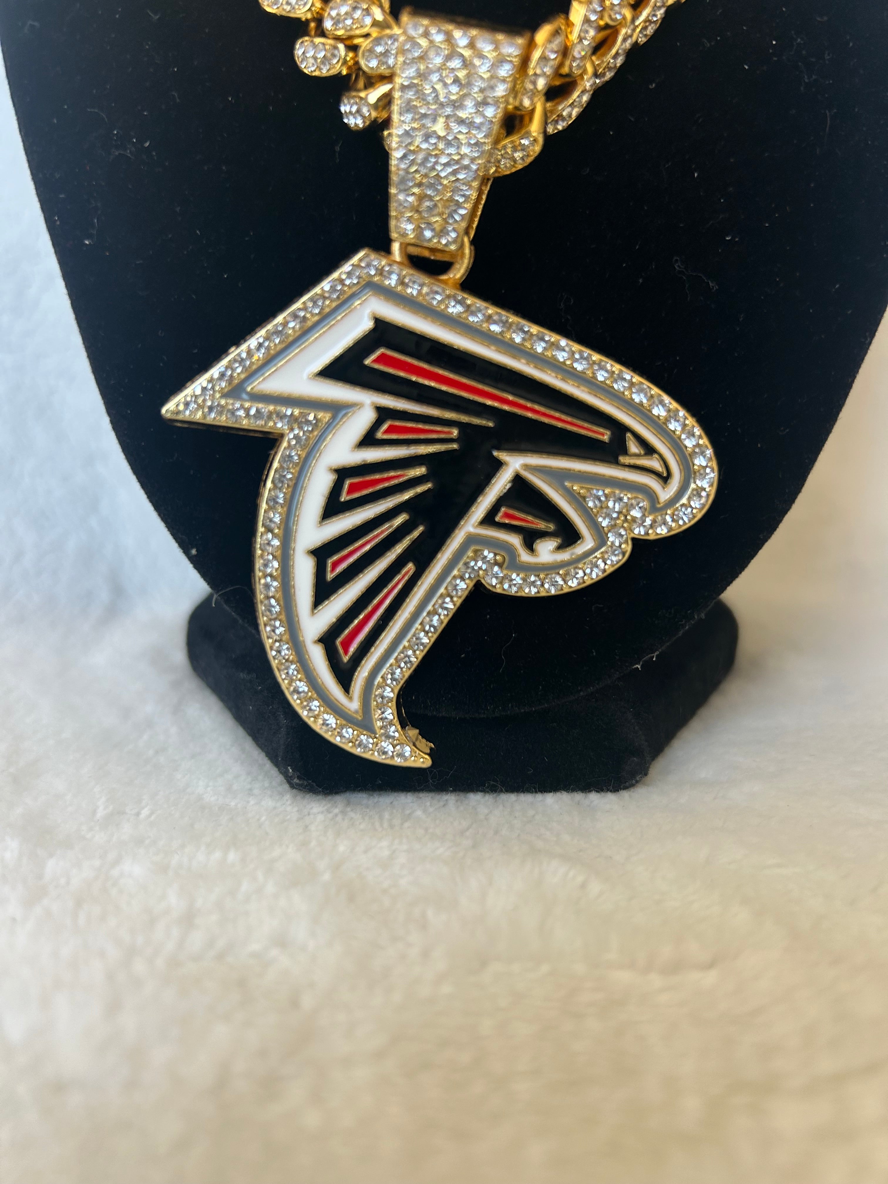Atlanta Falcons men’s Large Gold Iced Cuban Chain 24”, US SHIP - EB Sports Championship Rings