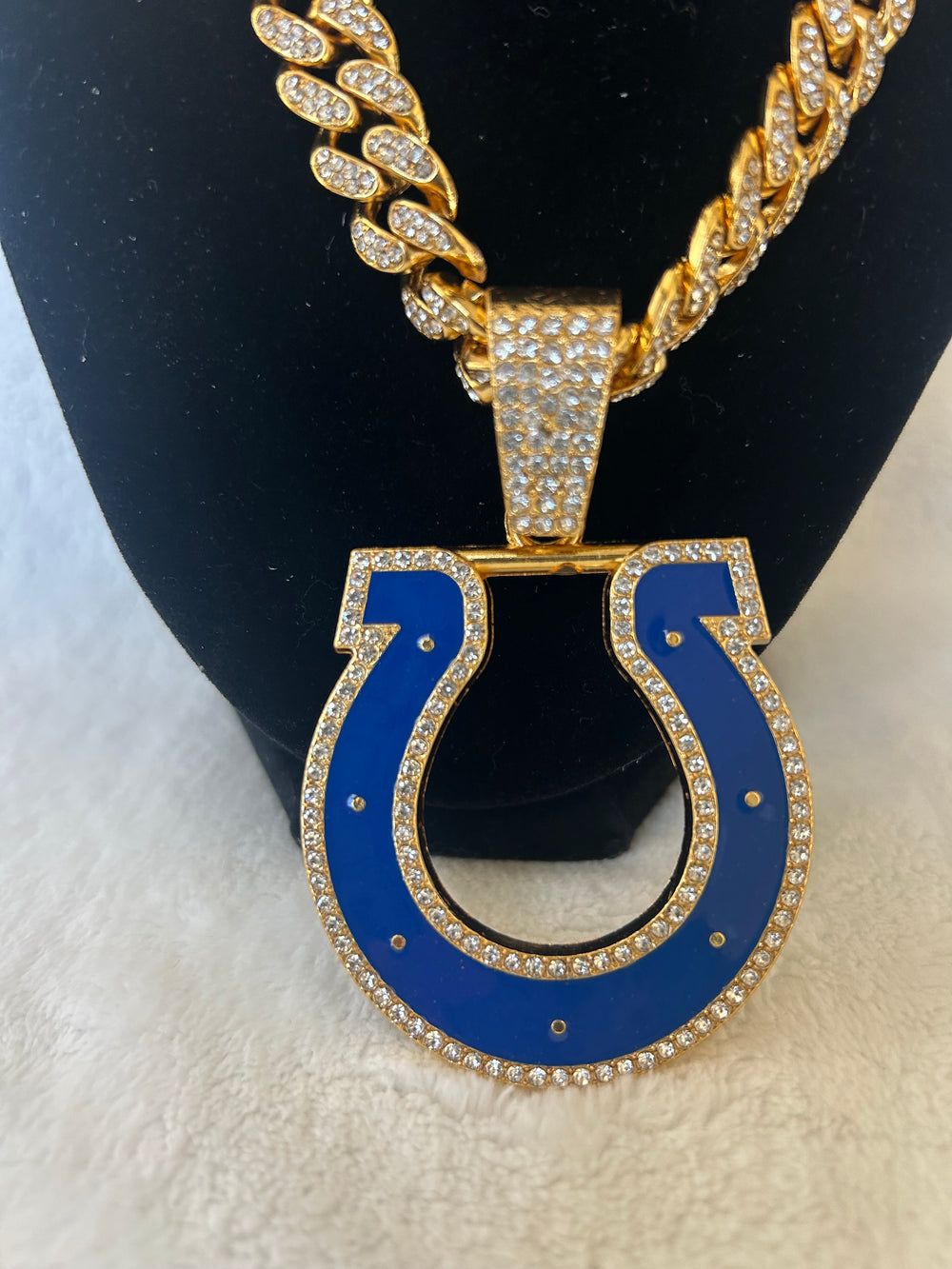 Indianapolis Colts Men’s Large Gold Iced Cuban Chain 24”, US SHIP - EB Sports Championship Rings