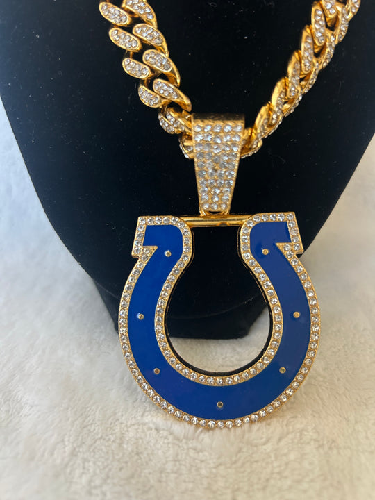 Indianapolis Colts Men’s Large Gold Iced Cuban Chain 24”, US SHIP - EB Sports Championship Rings