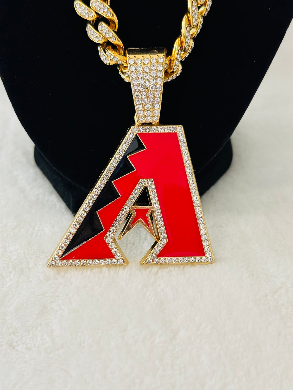 Arizona Diamondbacks Large Gold Iced Cuban Chain 24”, US SHIP - EB Sports Championship Rings