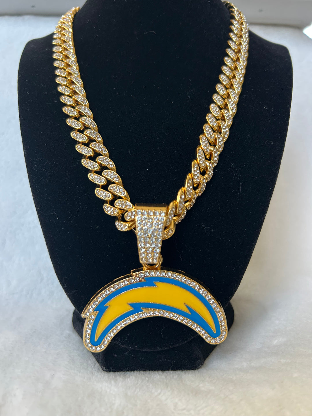 Los Angeles Chargers Men’s Large Gold Iced Cuban Chain 24” - EB Sports Championship Rings