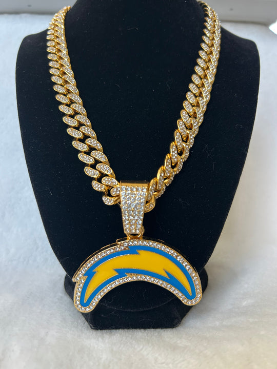 Los Angeles Chargers Men’s Large Gold Iced Cuban Chain 24” - EB Sports Championship Rings