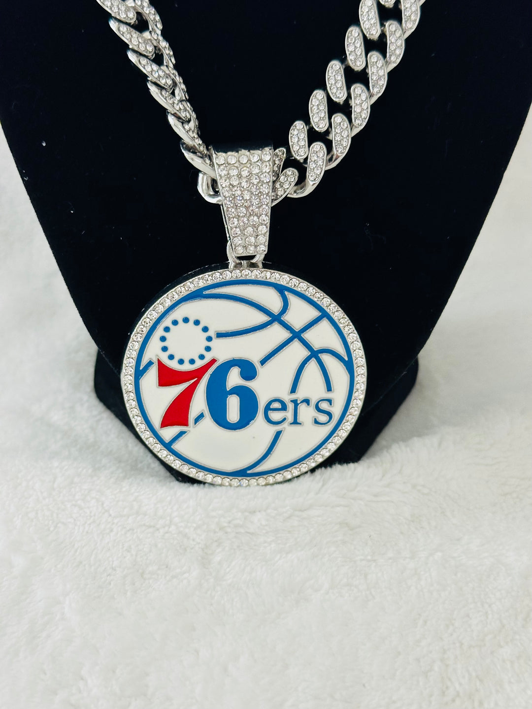 Philadelphia 76ers Large Silver  Iced Cuban Chain 20”