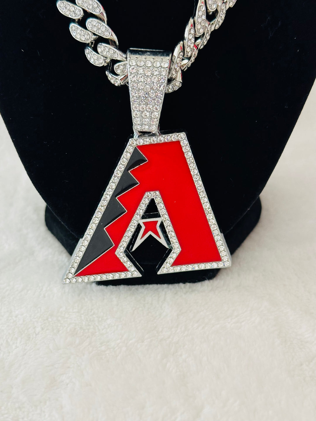Arizona Diamondbacks Large Silver Iced Cuban Chain 24”, US SHIP - EB Sports Championship Rings