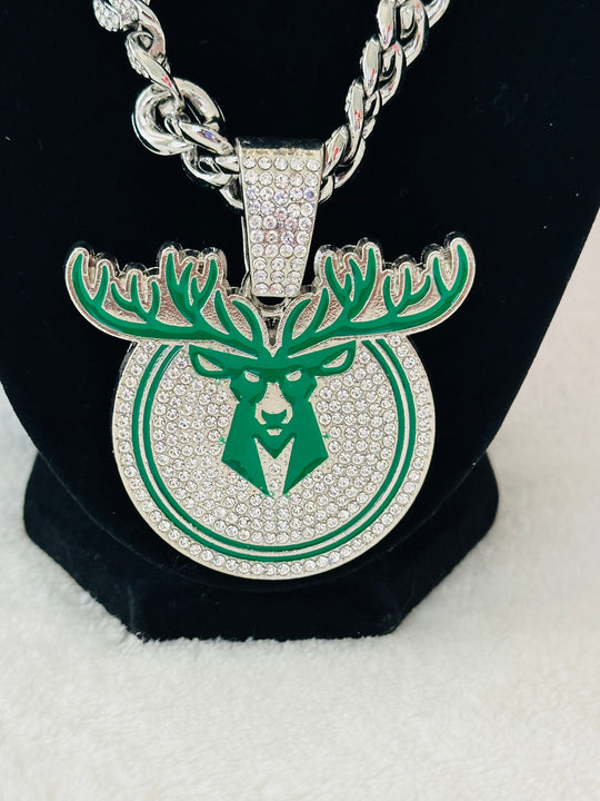 Milwaukee Bucks Large Silver Iced Cuban Chain 20” - EB Sports Championship Rings