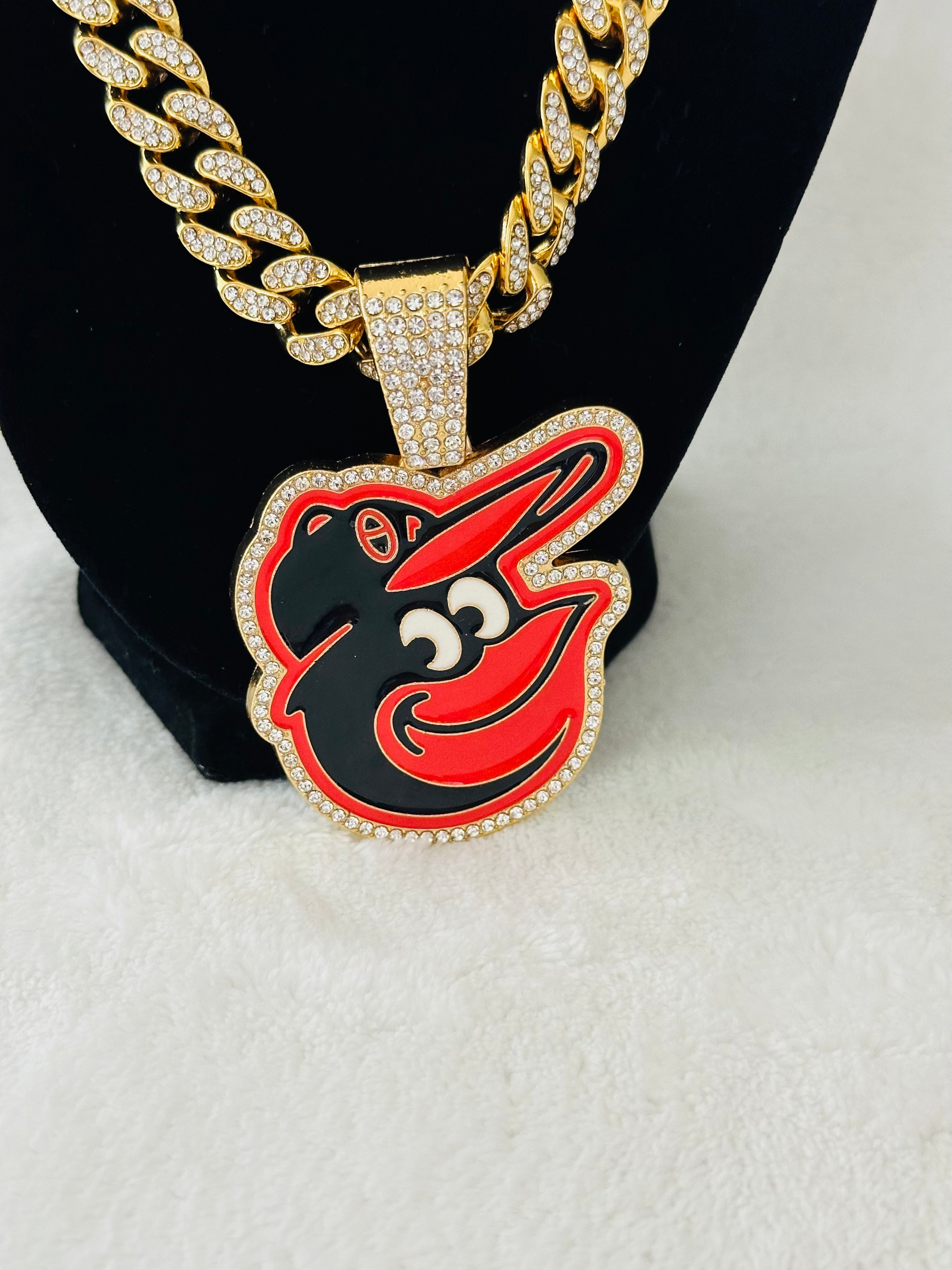 Baltimore Orioles Gold Iced Cuban Chain 24”, US SHIP - EB Sports Championship Rings