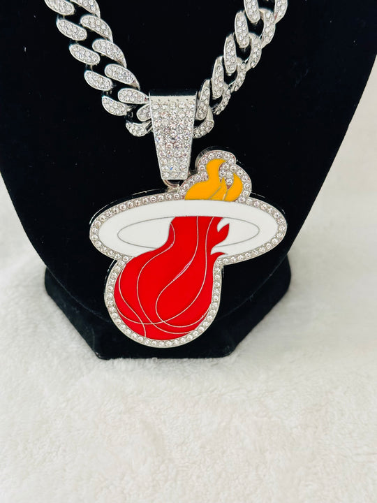 Miami Heat Silver Iced Cuban Chain 24”, US SHIP - EB Sports Championship Rings