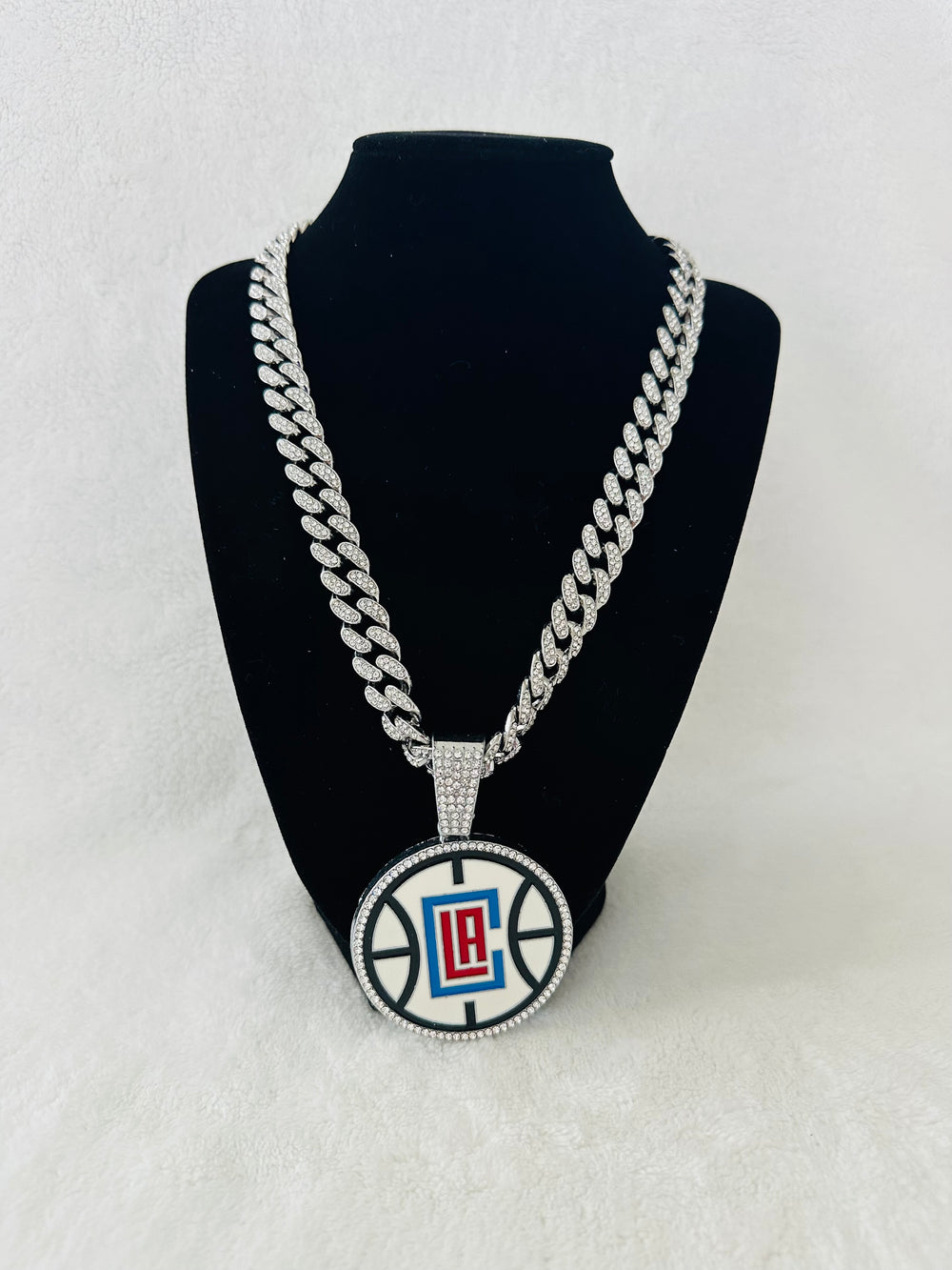 LA Clippers Silver Iced Cuban Chain 24”, US SHIP - EB Sports Championship Rings