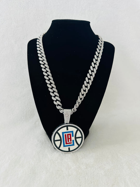 LA Clippers Silver Iced Cuban Chain 24”, US SHIP - EB Sports Championship Rings