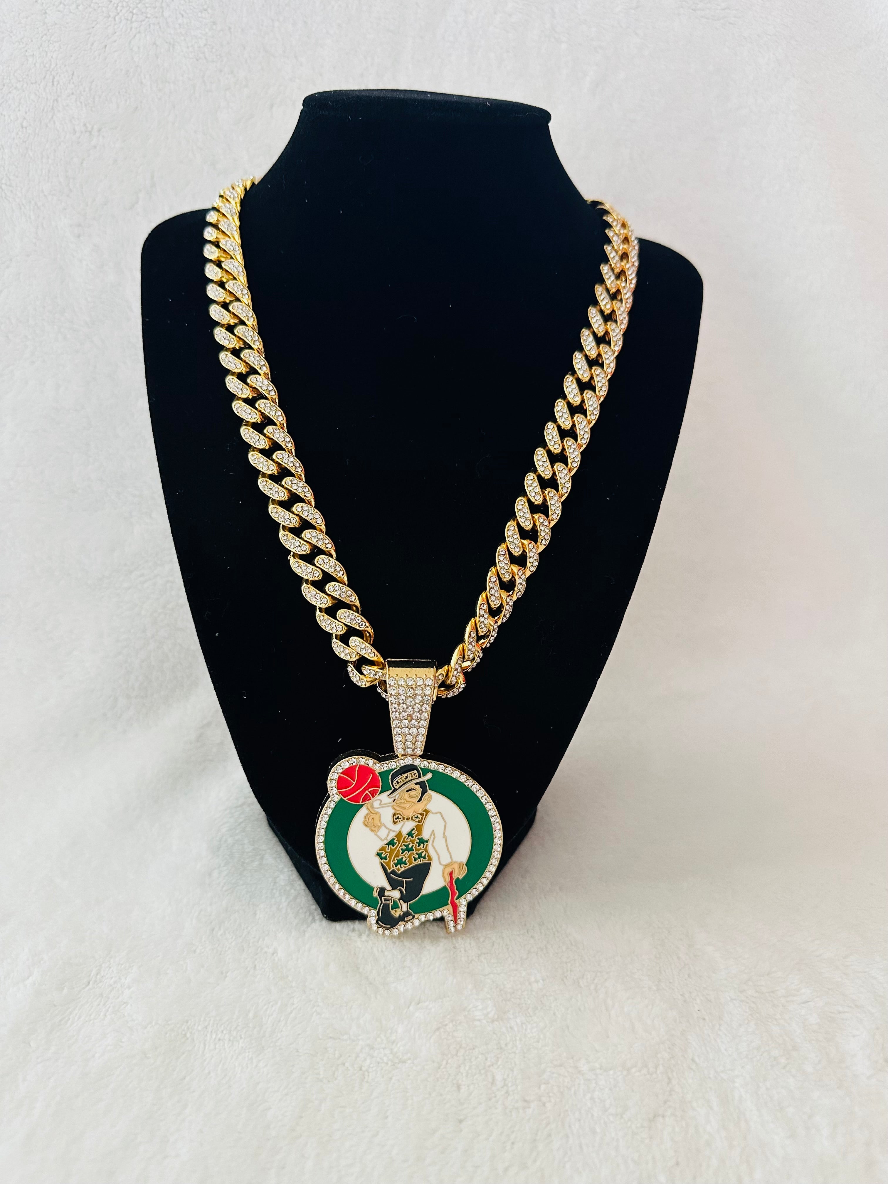 Boston Celtics Large Gold Iced Cuban Chain 20” - EB Sports Championship Rings