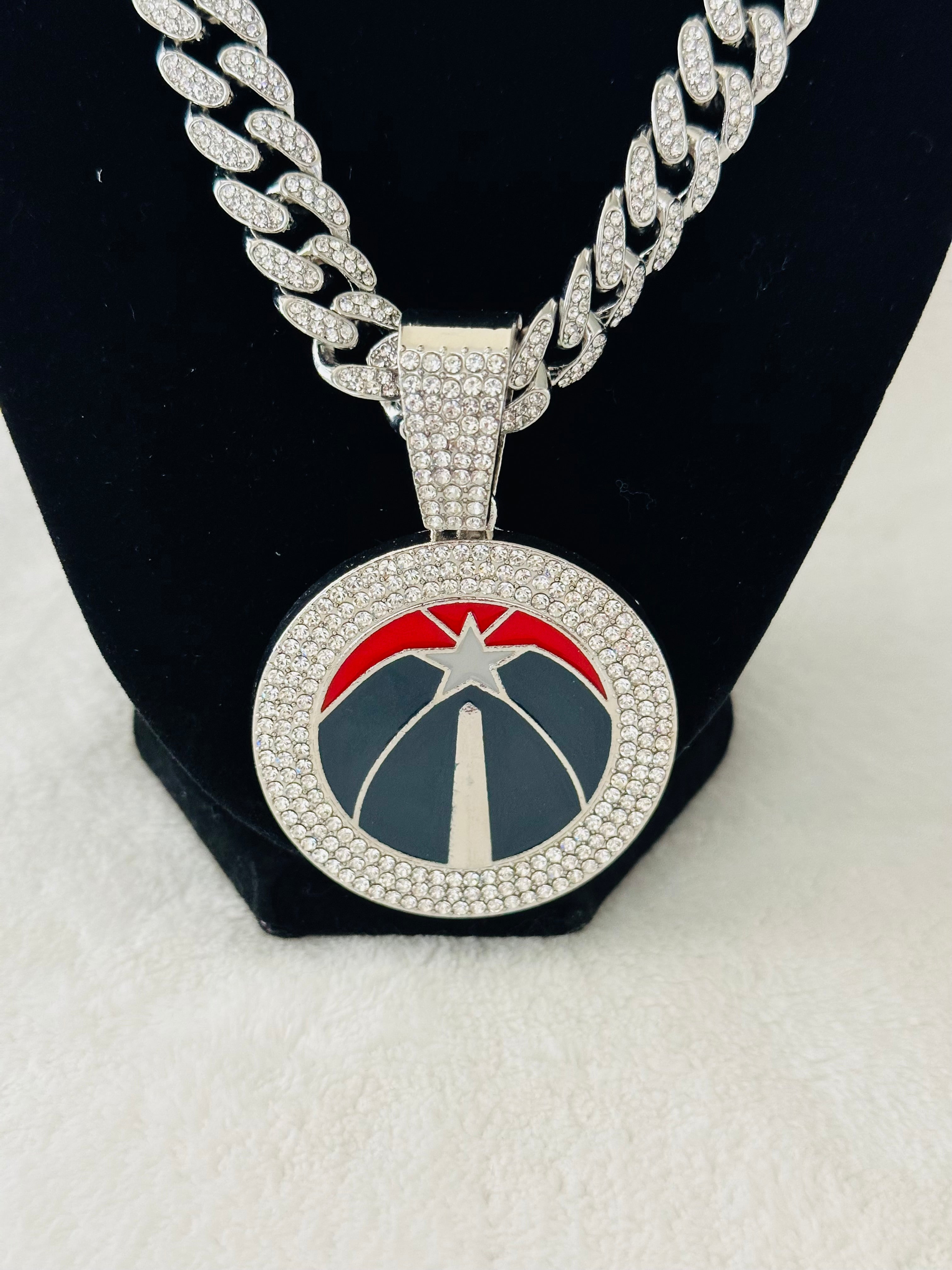 Washington Wizards Silver Iced Cuban Chain 24”, US SHIP - EB Sports Championship Rings