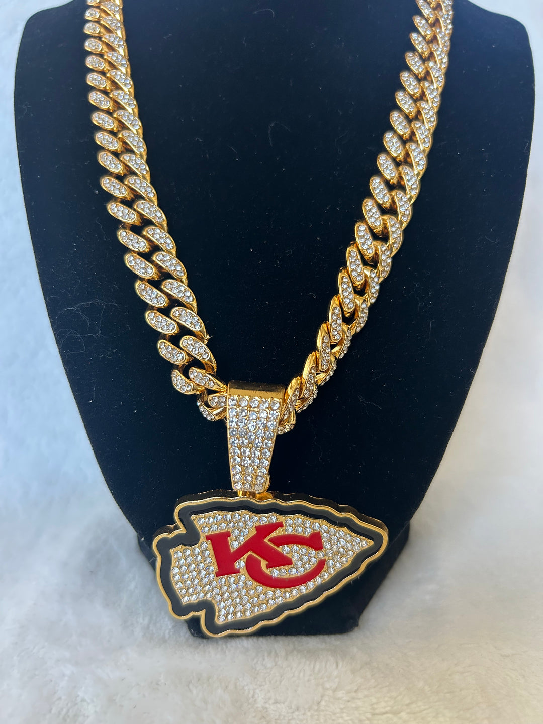 Kansas City Chiefs Men’s Large Gold Iced Cuban Chain 24” - EB Sports Championship Rings