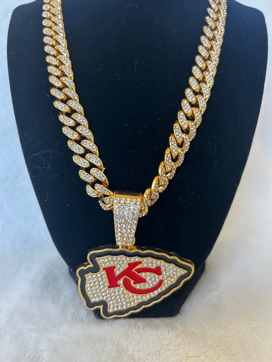 Kansas City Chiefs Men’s Large Gold Iced Cuban Chain 24” - EB Sports Championship Rings