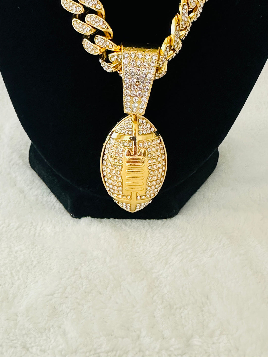 Fantasy footballs men’s Large Gold Iced Cuban Chain 24”, US SHIP - EB Sports Championship Rings