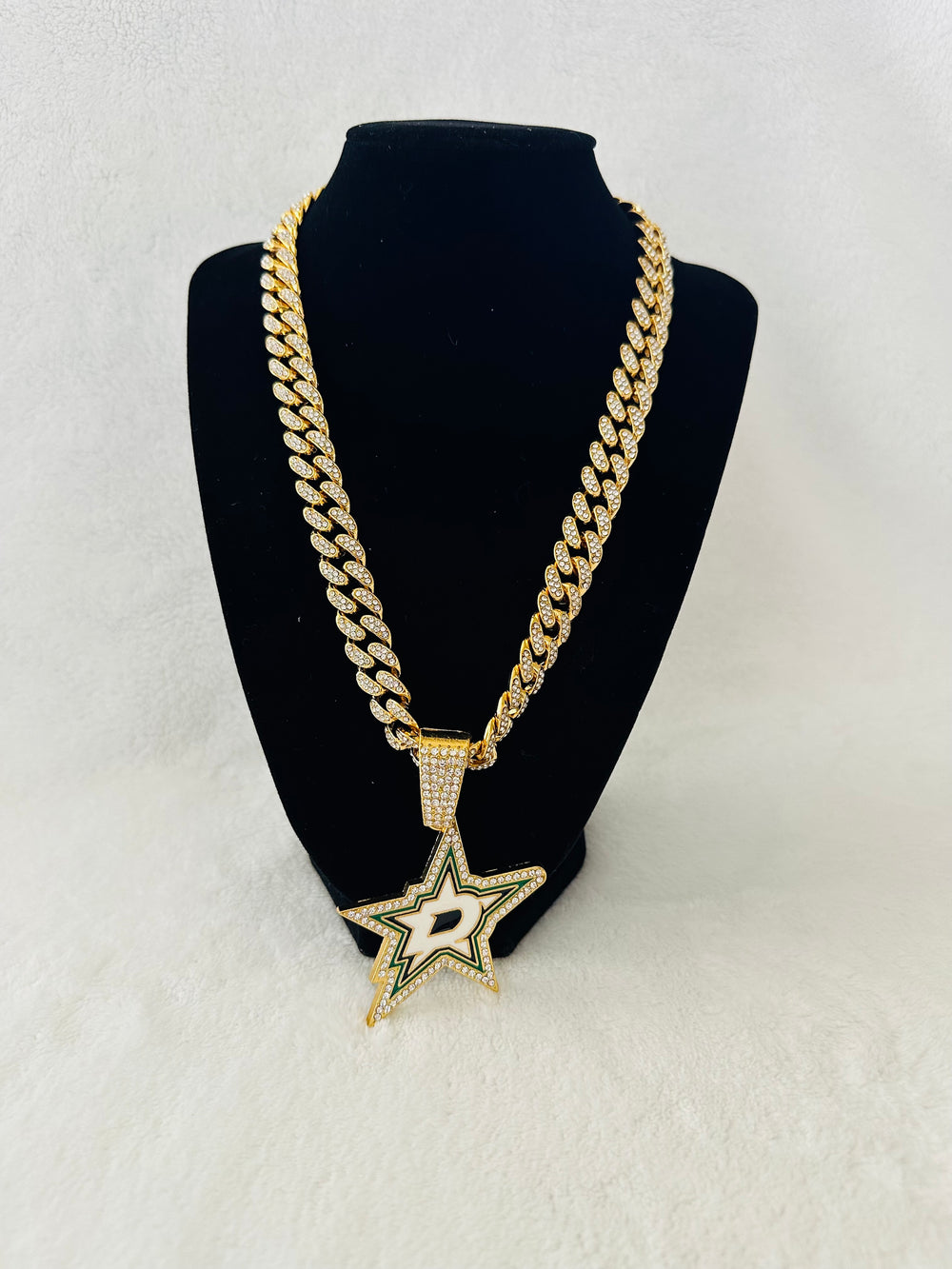 Dallas Stars Gold Iced Cuban Chain 24”, US SHIP