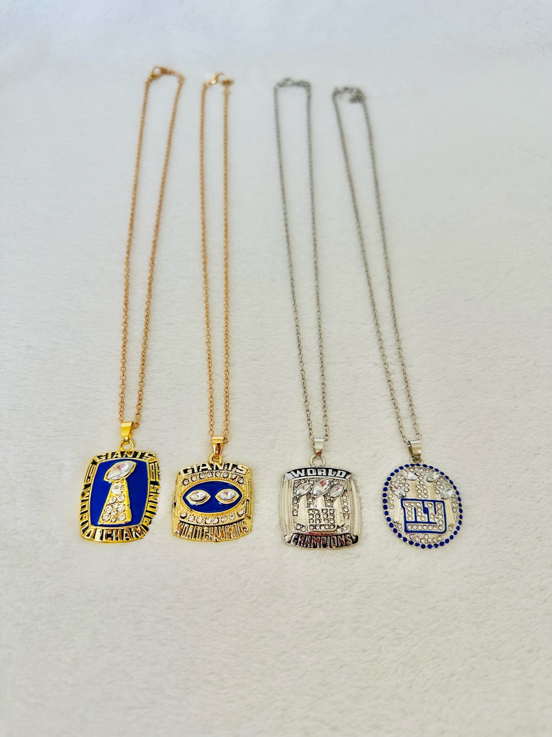 4 PCS New York Giants Super Bowl Ring Complete Pendant Set - EBSports Championship Rings