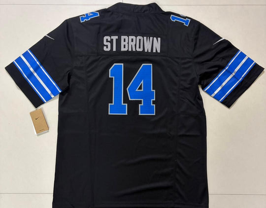 Amon St. Brown #14 Detroit Lions Black Nike Stitched Jersey, Carry L and XL
