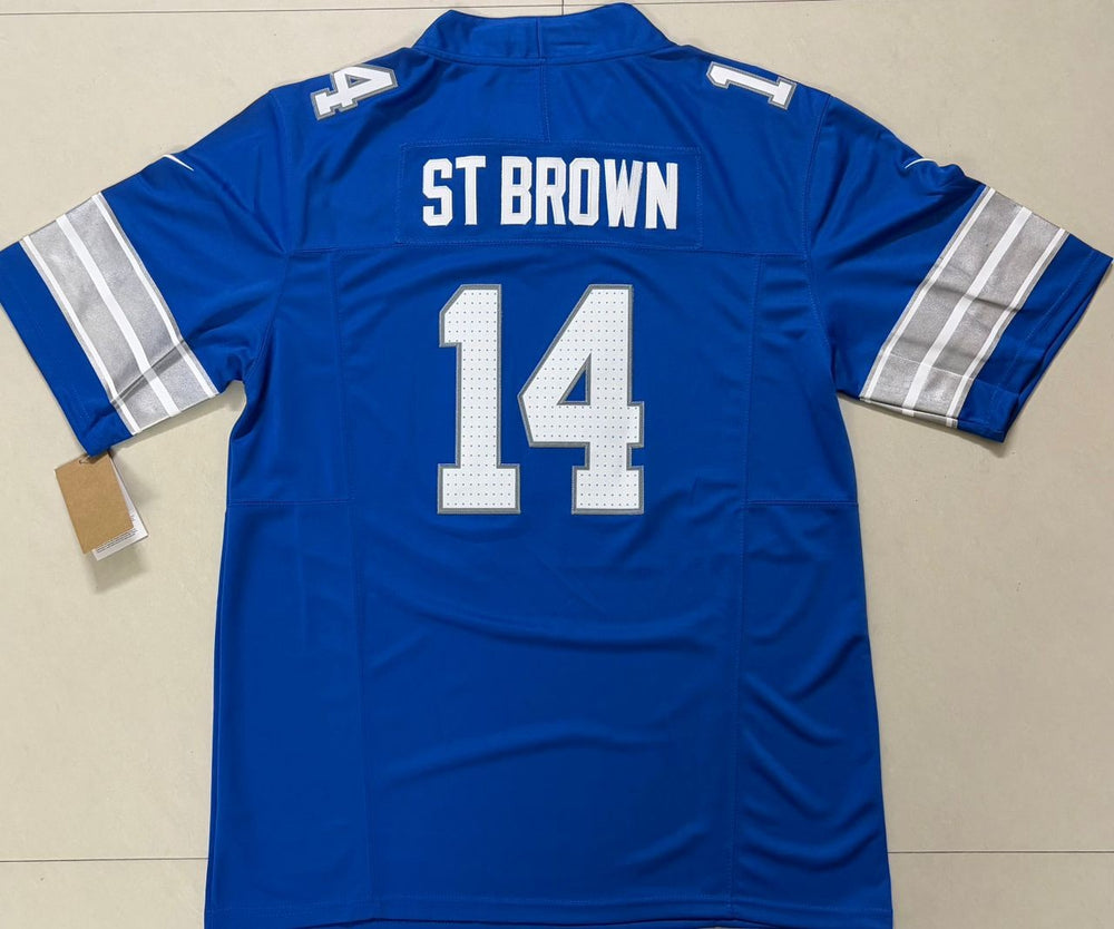 Amon St. Brown #14 Detroit Lions Blue Nike Stitched Jersey, Carry L and XL
