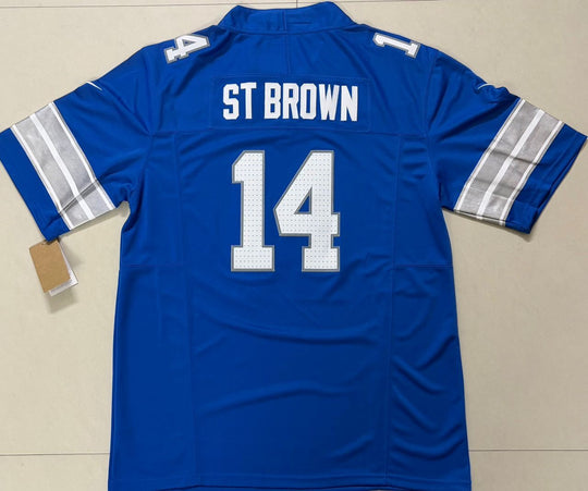 Amon St. Brown #14 Detroit Lions Blue Nike Stitched Jersey, Carry L and XL