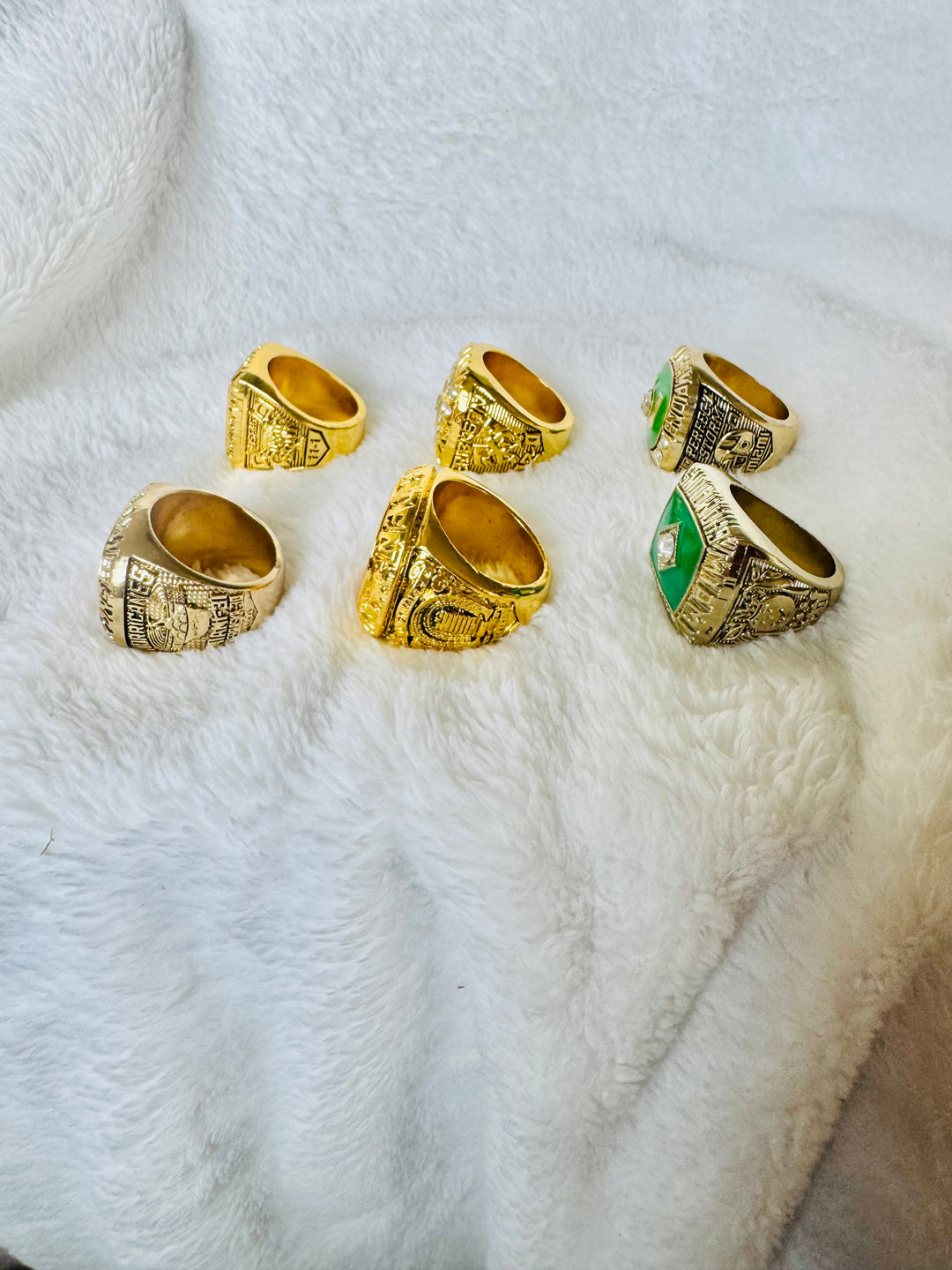 6 PCS Miami Hurricanes NCAA 18k GP Championship Ring Set, US SHIP 1983-2001